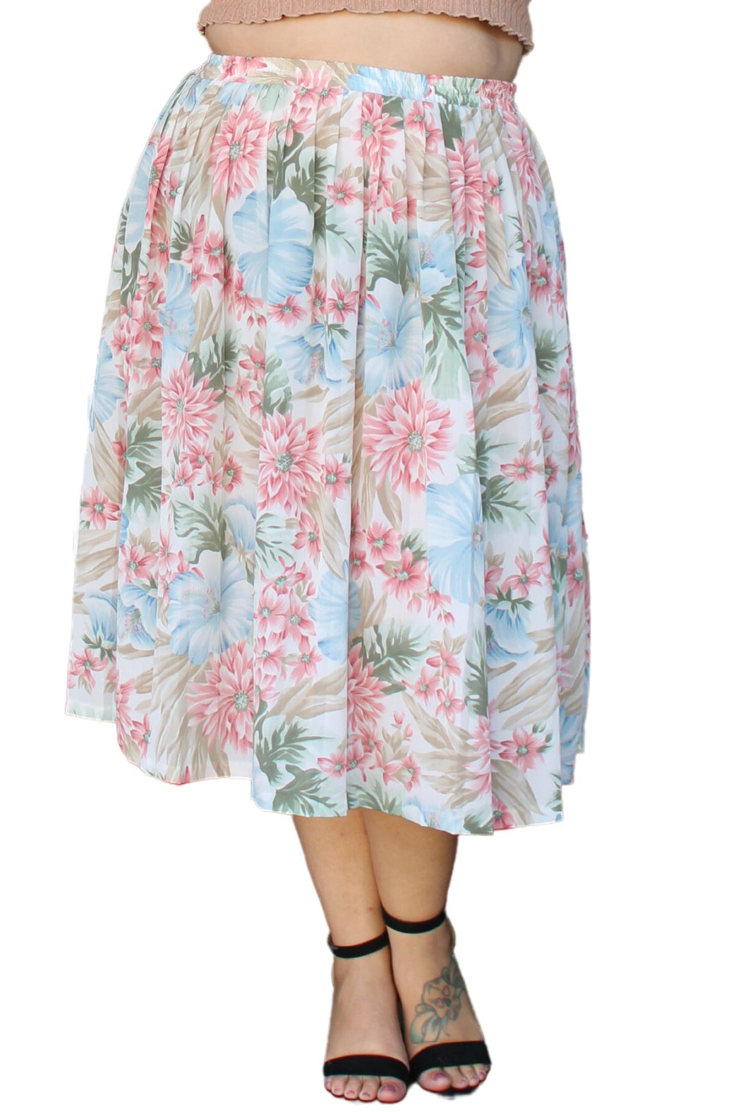 Alfred Dunner Vintage White Floral Skirt, Size 16W