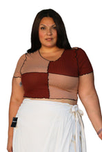 Load image into Gallery viewer, SHEIN Light &amp; Dark Brown Patchwork Ribbed Crop Tank, Size 3XL
