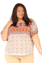 Load image into Gallery viewer, Free People Flowy Boho Floral Print Short Sleeve Blouse. Size XL
