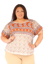 Load image into Gallery viewer, Free People Flowy Boho Floral Print Short Sleeve Blouse. Size XL
