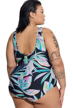 Load image into Gallery viewer, Torrid Black and Tropical Print One Piece Swimsuit, Size 4
