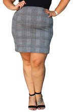 Load image into Gallery viewer, Zenobia Black, White, Red Houndstooth Plaid Mini Skirt, Size 1X
