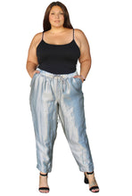 Load image into Gallery viewer, Lane Bryant Metallic Silver Elastic Waist Pants, Size 18/20
