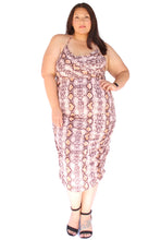 Load image into Gallery viewer, SHEIN Curve Soft Brown Snakeskin Tie Dress, Size 4XL
