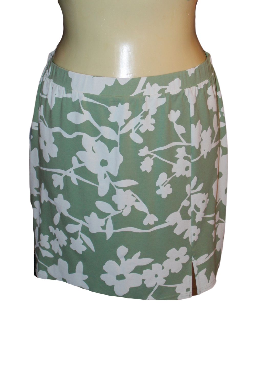 The Drop Sage and Cream Floral Mini Skirt, Size 3X