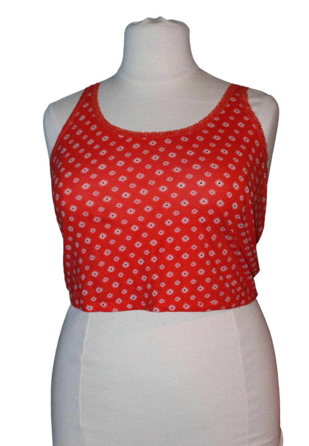 BP Orange and Red Daisy Top, Size XL