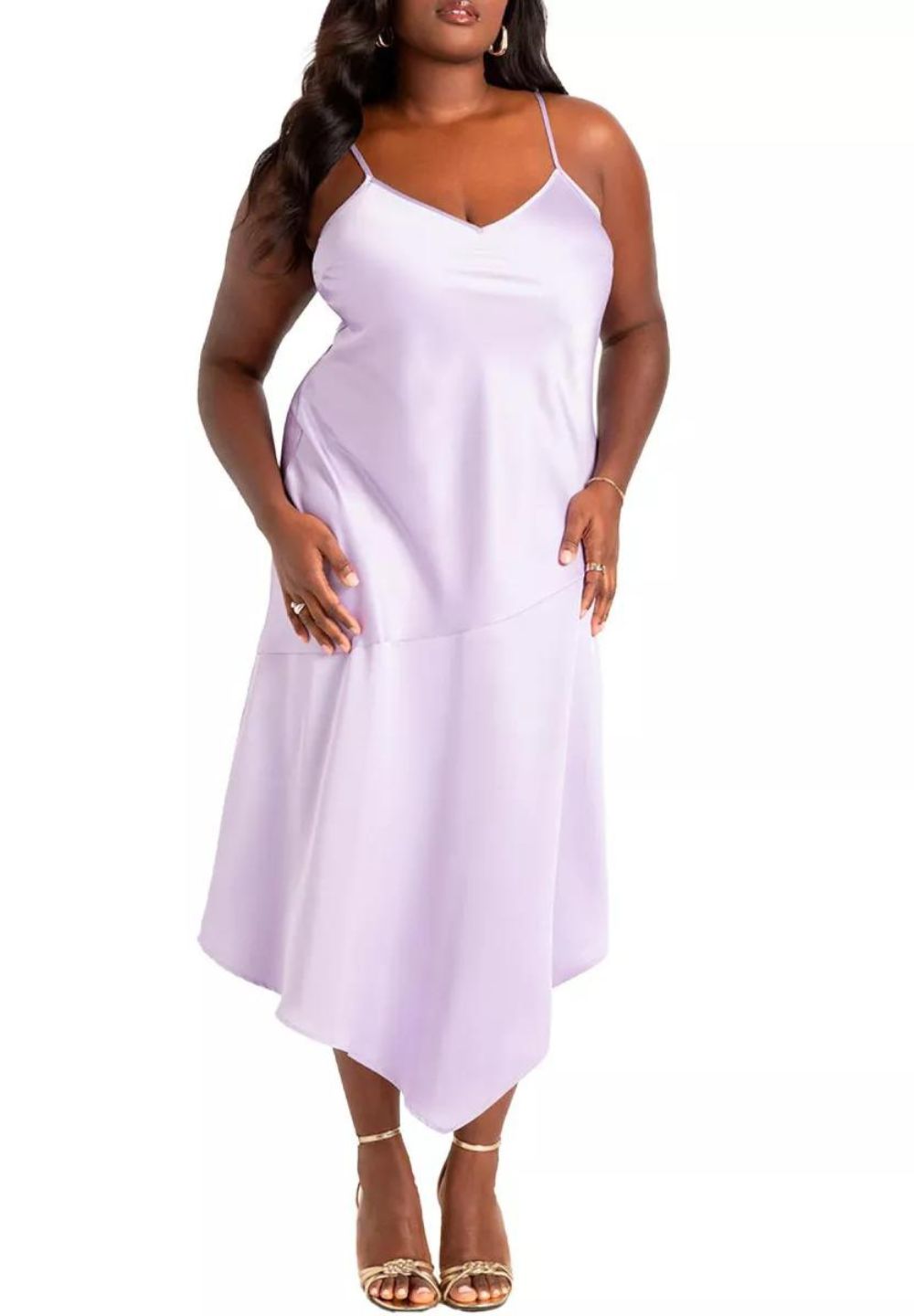 Eloquii Lilac Satin Slip Dress, Size 14
