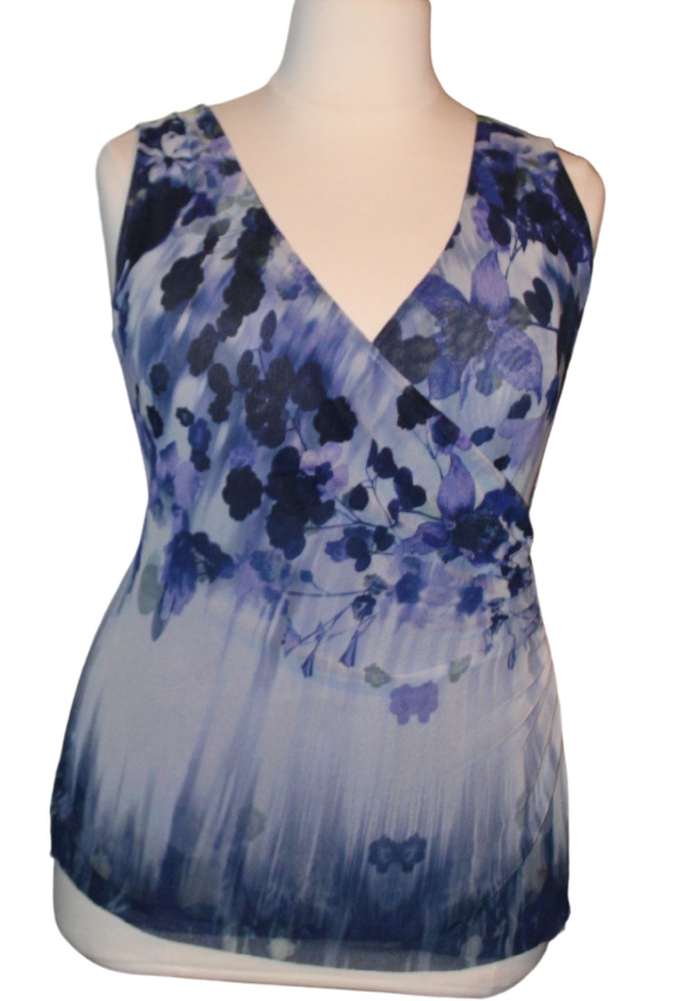 Fuzzi Blue and Purple Floral Tank, Size 16