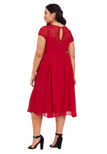 Load image into Gallery viewer, Torrid Midi Chiffon Red Lace Inserts Dress, Size 30
