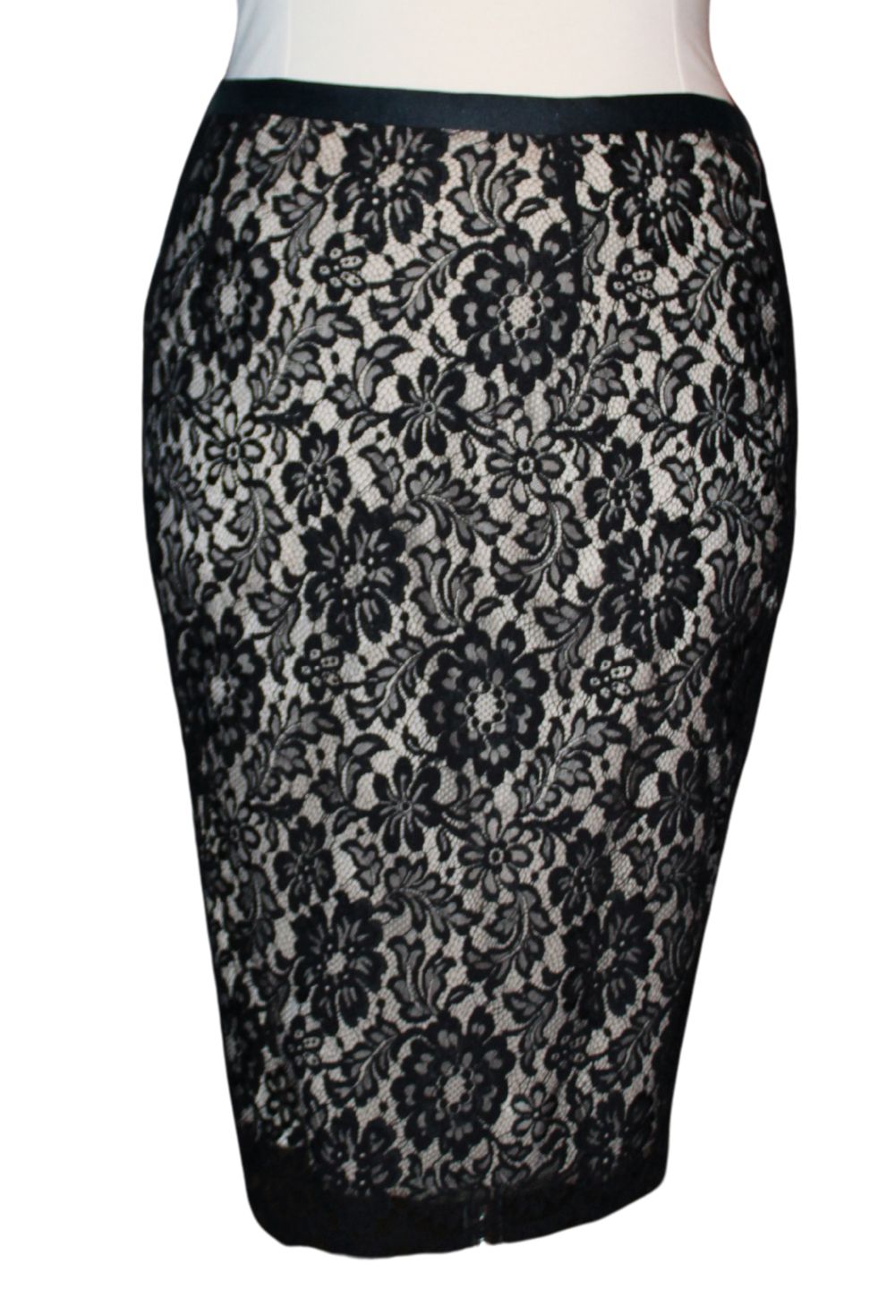 Single Black Lace Pencil Skirt, Size 1X