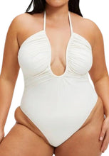 Load image into Gallery viewer, Good American Plunge Neck Ivory Onepiece Swimsuit, Size XL and 2X
