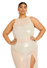 Load image into Gallery viewer, ELOQUII Sheer Sequin Coverup Maxi Dress with Slit, Size 18/20

