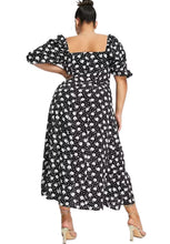 Load image into Gallery viewer, ASOS puff sleeve ruched bust midi split dress in floral and heart print, Size 26
