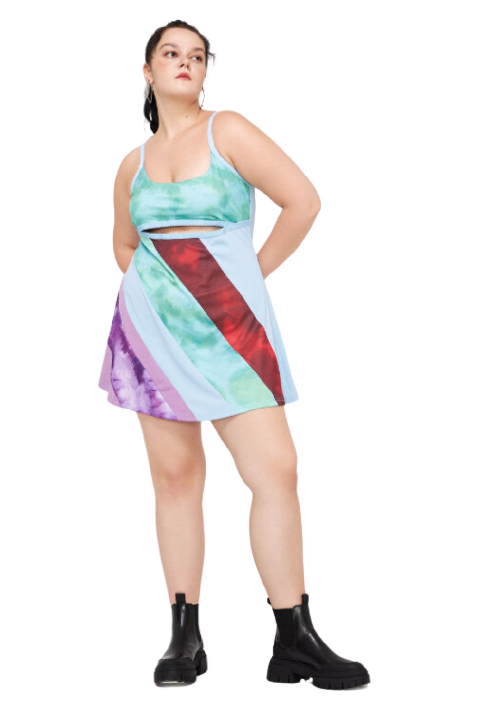 Cider 13 going on 30 Multicolor Cut-out Dress, Size 4XL