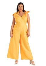Load image into Gallery viewer, NWT Eloquii Yellow Tie Strap Wide Leg Jumpsuit, Size 14
