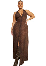 Load image into Gallery viewer, Pretty Little Thing Chocolate Croc Print Chiffon Maxi Dress, Size 18 and 22
