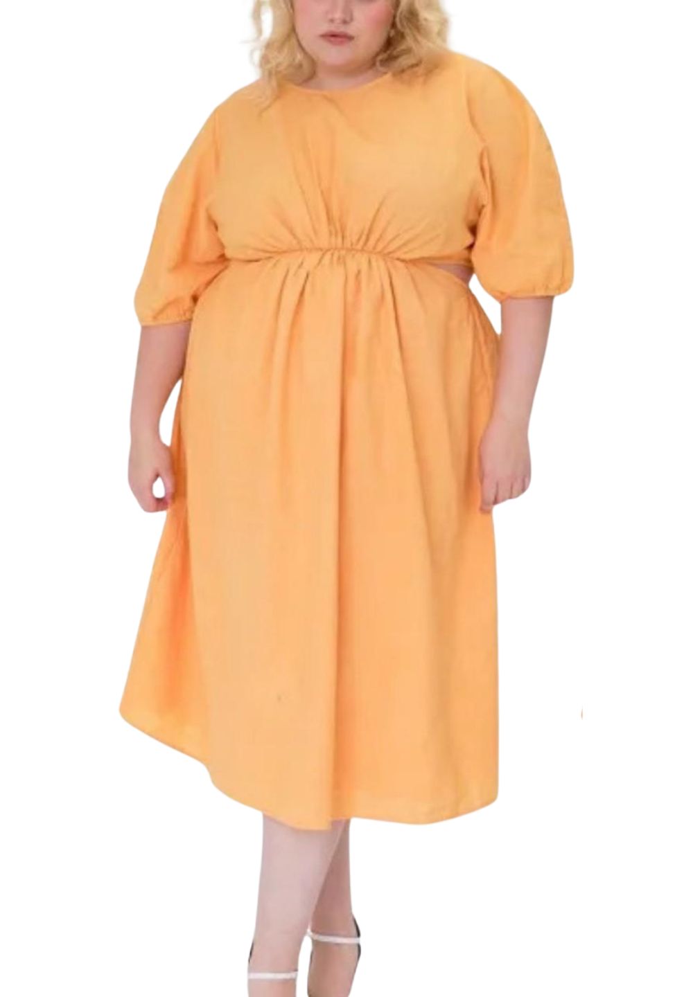 WRAY Dune Exposed Back Midi Linen Blend Dress, Size L