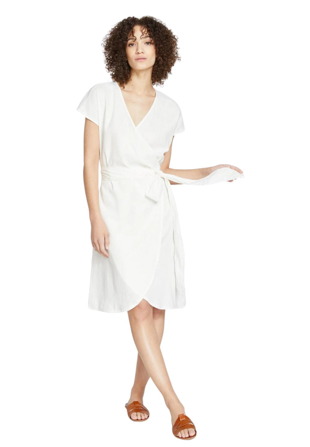 Universal Standard Tulip Hem Linen Wrap Dress, Size 26/28