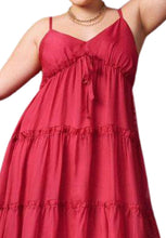 Load image into Gallery viewer, Eloquii Dark Rose Dress with Tiers and Spaghetti Straps, Size 14
