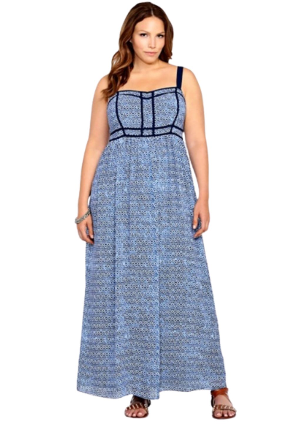 Torrid Blue Geo Lined Maxi Dress, Size 22