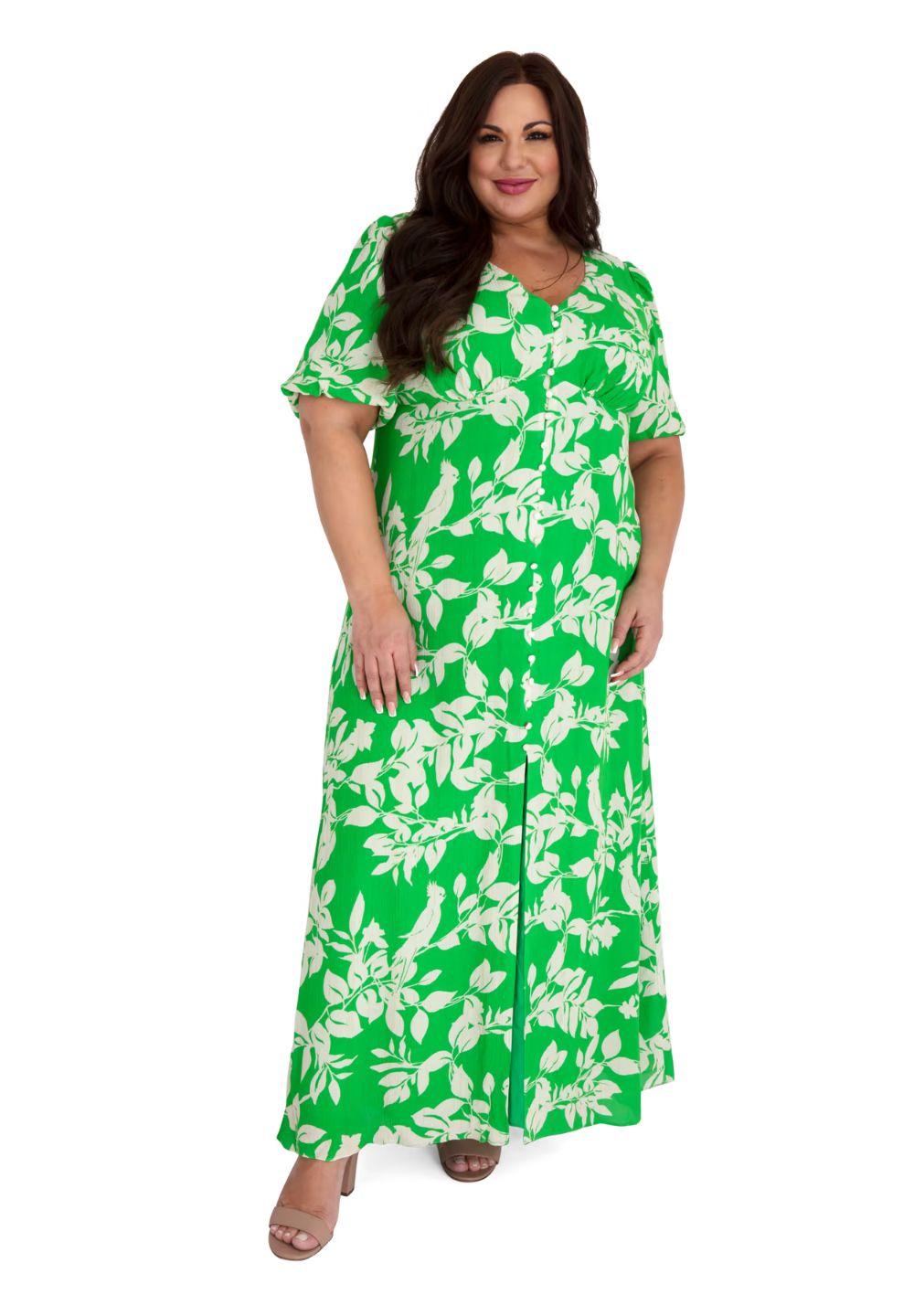 Maree Pour Toi Green Floral Maxi Dress, Size 20
