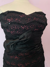 Load image into Gallery viewer, Forever 21 Pink Strapless Dress with Black Lace Overlay and Bow, Size 14
