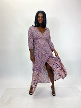 Load image into Gallery viewer, Yigal Azrouël Red, White, and Blue Mini Floral Asymmetrical Wrap Dress, Size 12/14
