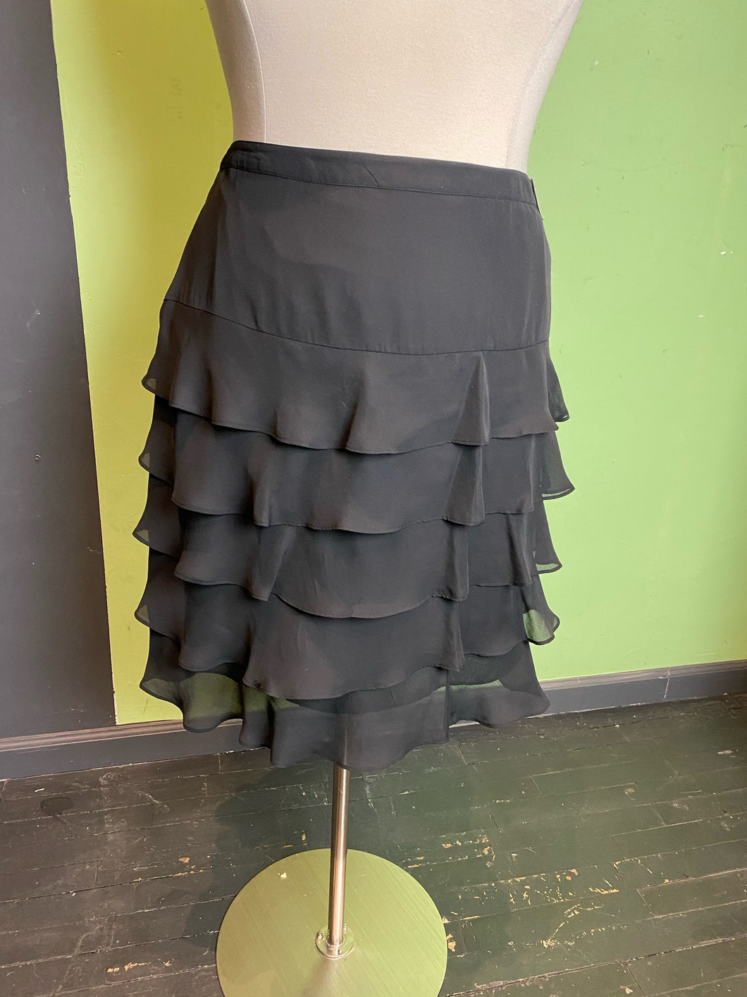 Lane Bryant Black Tiered Ruffle Midi Skirt, Size 28
