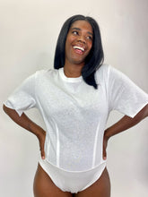 Load image into Gallery viewer, RtA White Cotton T-Shirt Bodysuit with Exposed Zipper Detail, Multiple Sizes
