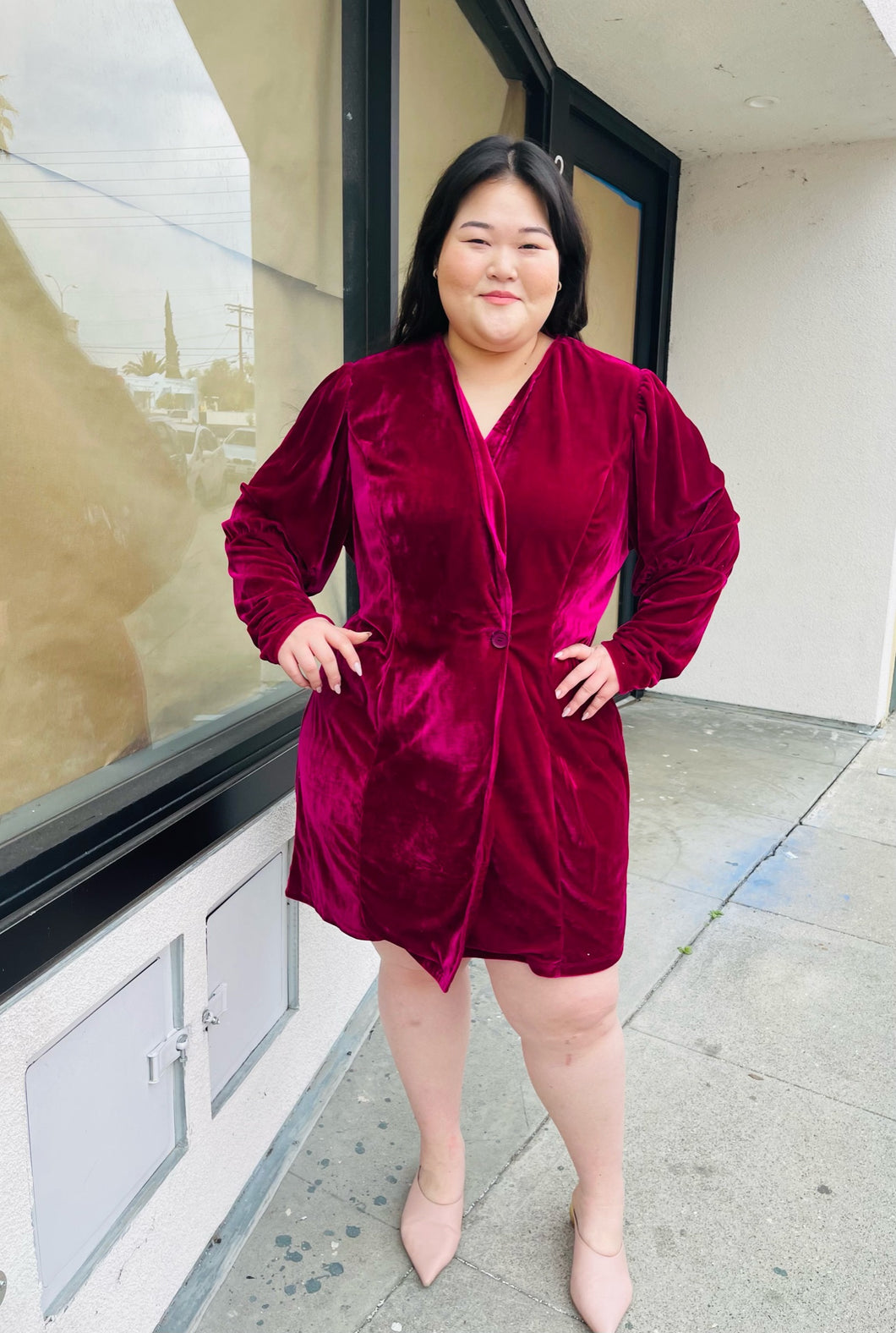 Bloomchic One-Button Magenta Blazer Dress, Sizes 12, 14 Available!