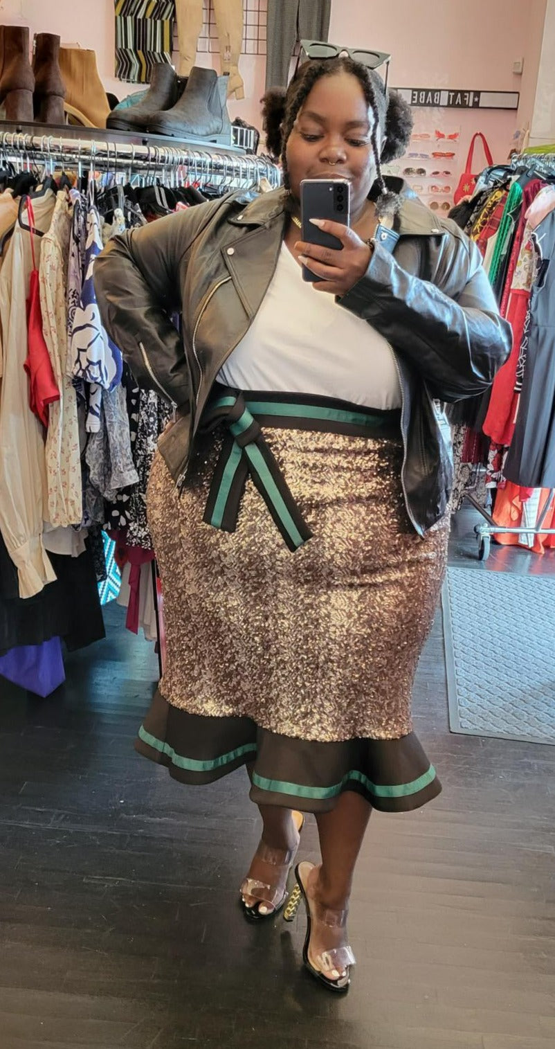Plus size gold sequin maxi skirt Clearance