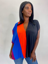 Load image into Gallery viewer, Maria Cornejo Black, Orange, Blue, and Maroon Color Block Blouse, Size 12
