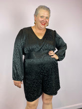 Load image into Gallery viewer, Smoking Jacket Style Romper with Cheetah Print
