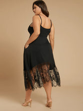 Load image into Gallery viewer, BLOOMCHIC CAMI DRESS WITH POCKETS AND CONTRAST LACE BOTTOM HEM
