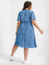 Load image into Gallery viewer, BloomChic Ditsy Floral Ruffle Hem Elastic Waist Wrap Dress
