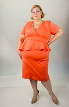 Load image into Gallery viewer, True Violet Coral Peplum Bodycon Midi Dress, Size 28

