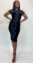 Load image into Gallery viewer, Marchesa Black Velvet Body-Hugging Dress with Embroidery &amp; Beading, Size 10, 16 Available!
