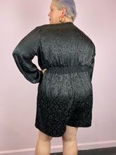 Load image into Gallery viewer, Smoking Jacket Style Romper with Cheetah Print
