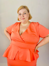 Load image into Gallery viewer, True Violet Coral Peplum Bodycon Midi Dress, Size 28
