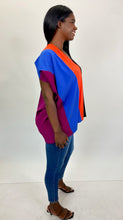 Load image into Gallery viewer, Maria Cornejo Black, Orange, Blue, and Maroon Color Block Blouse, Size 12
