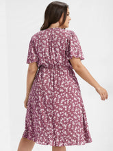 Load image into Gallery viewer, BloomChic Ditsy Floral Ruffle Hem Elastic Waist Wrap Dress

