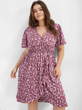 Load image into Gallery viewer, BloomChic Ditsy Floral Ruffle Hem Elastic Waist Wrap Dress
