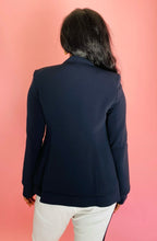 Load image into Gallery viewer, Brandon Maxwell Navy Blue Layered Lapel and Cuff Blazer, Size 12, 14
