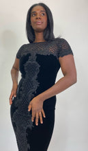 Load image into Gallery viewer, Marchesa Black Velvet Body-Hugging Dress with Embroidery &amp; Beading, Size 10, 16 Available!
