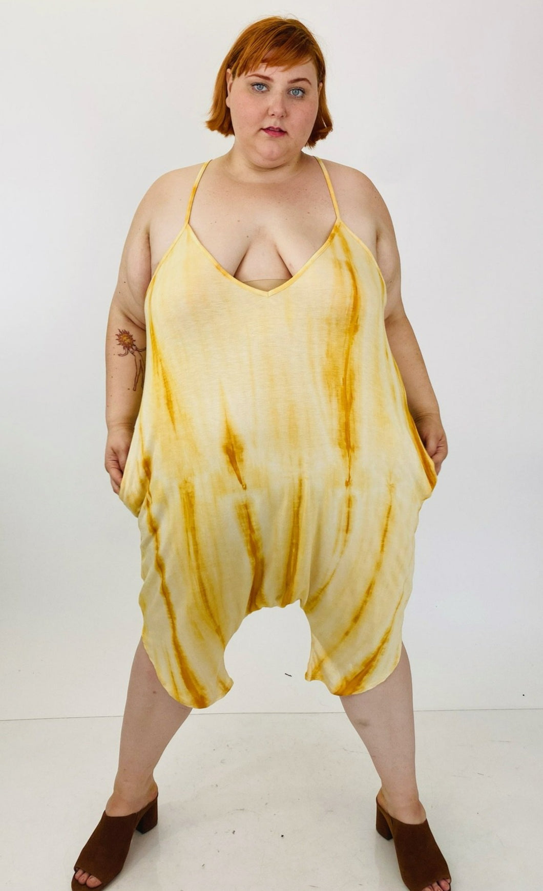 The Plus Bus Line Yellow and White Buttercream Romper, Multiple Sizes!