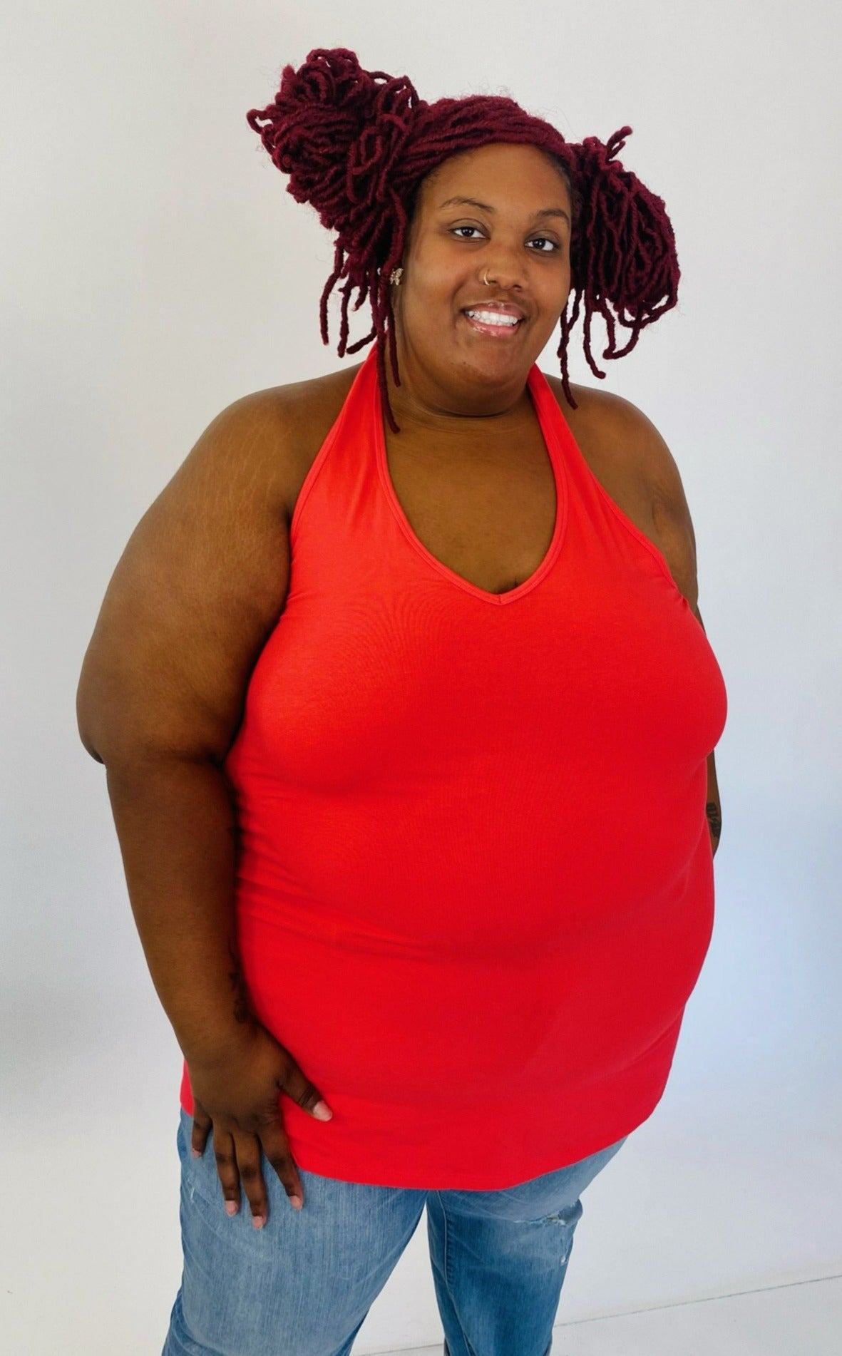 Torrid Coral Red V Neck Halter Tank Size 6
