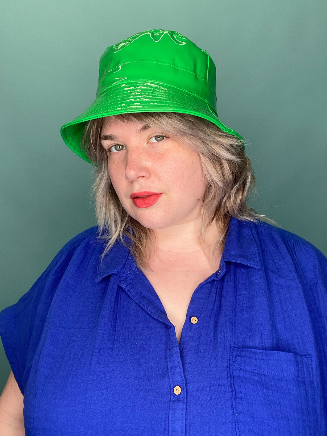 Kelly Green Pleather Bucket Hat