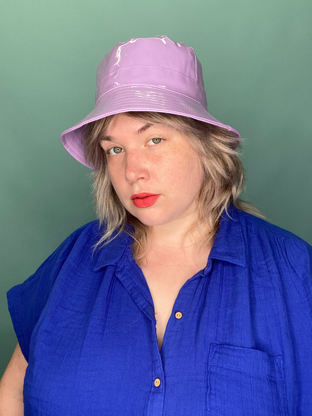 Lavender Pleather Bucket Hat