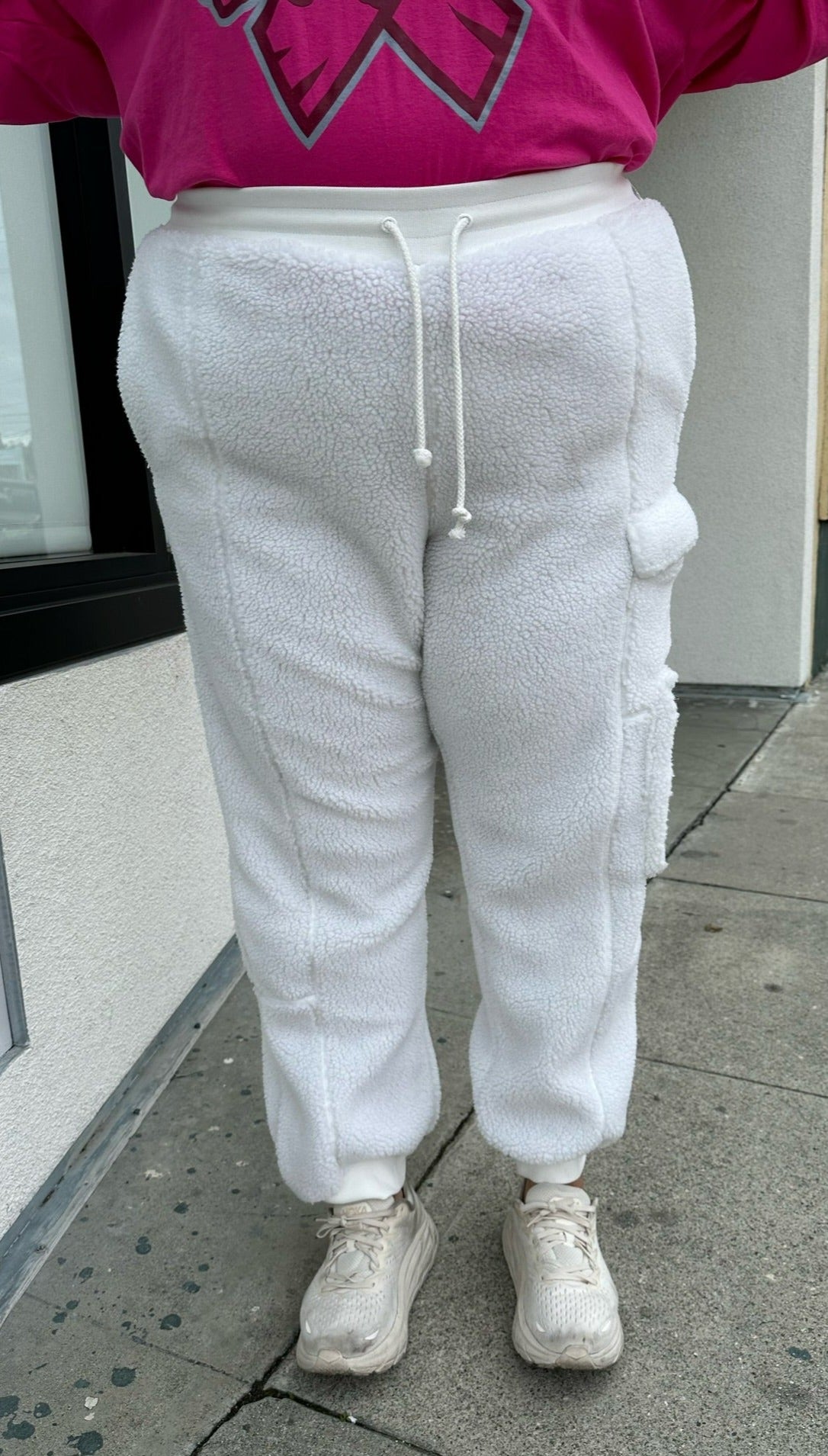 Adidas x Ivy Park White Furry Drawstring Joggers, Size 2X – The