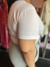 Load image into Gallery viewer, Christopher Kane White Cotton Tee with Silver Bejeweled Neckline Details, Size L/XL
